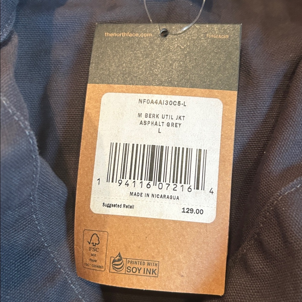 NWT The North Face berk utility canvas Cotten Jacket in asphalt grey - Picture 8 of 12
